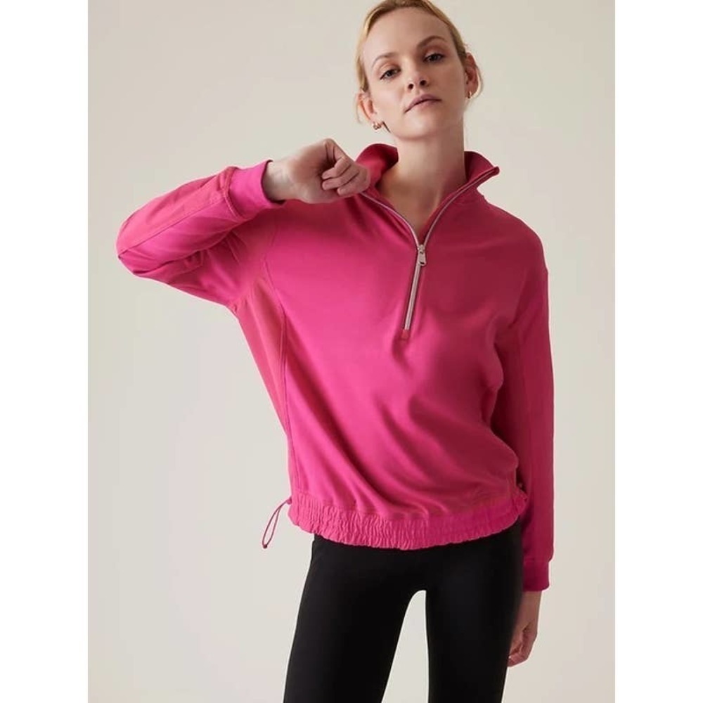 Athleta M Triumph Hybrid Half Zip Sweatshirt Salvia Pink 532520